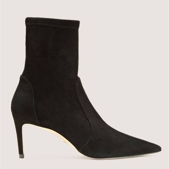 Stuart Weitzman Boots Size 7 Power Bootie Suede Leather Pointed Toe in Black NEW - Picture 1 of 8